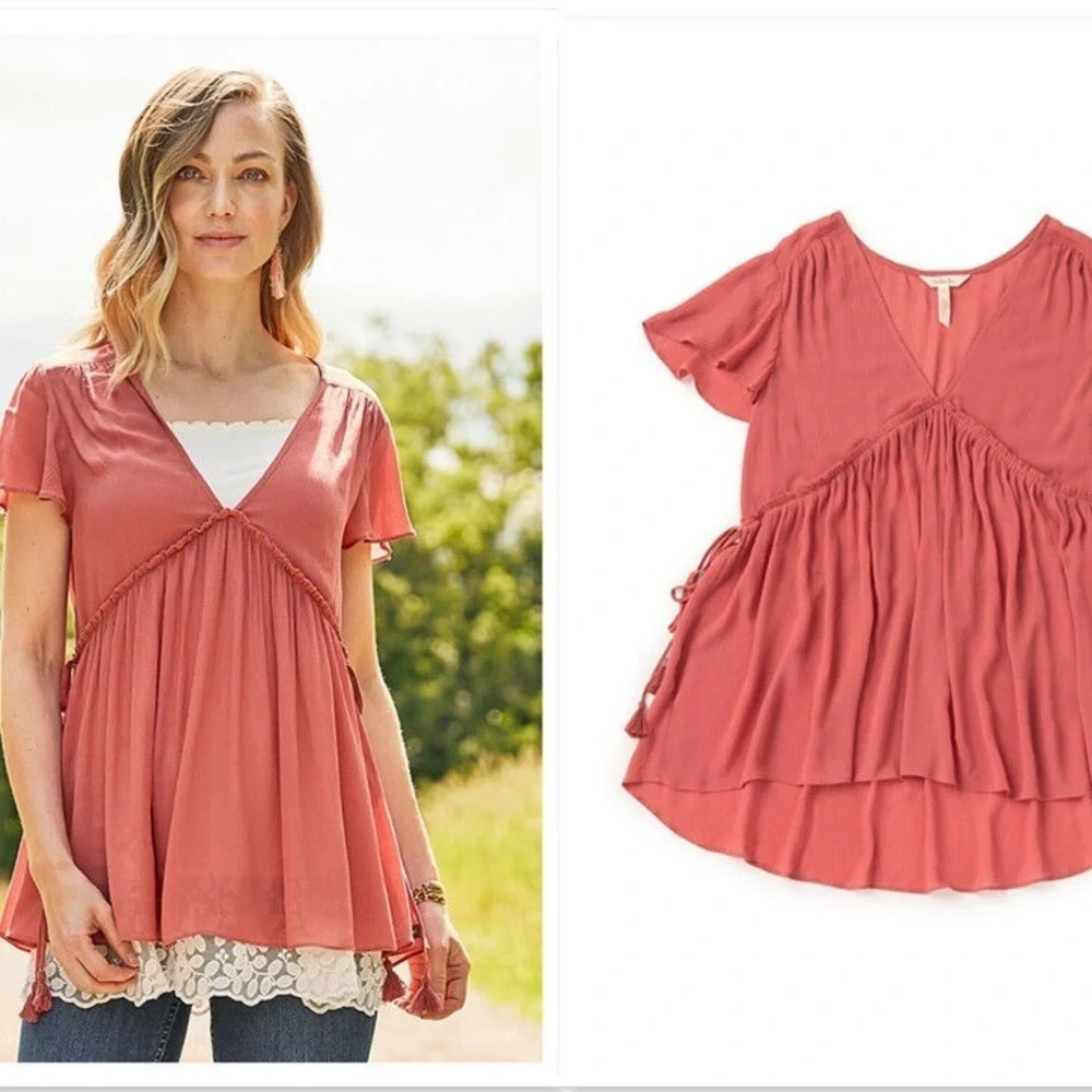 Matilda Jane willow top salmon color blouse V-neck